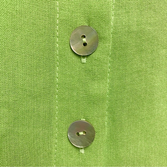 Fridaze Linen Tunic Top Collared Button Shirt Size Small Green Lagenlook Artsy - Picture 4 of 11
